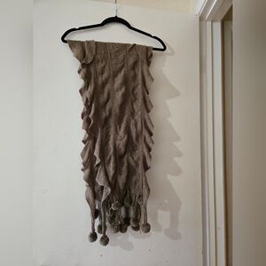 Elegant Brown Knit Scarf with Tassels